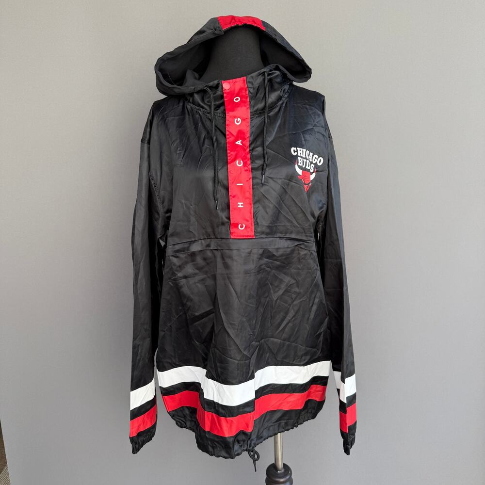 Vtg 90s NBA Chicago Bulls windbreaker - Size S 1/4  Zip Pullover Michael Jordan